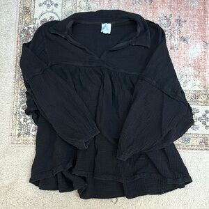 Black peasant blouse